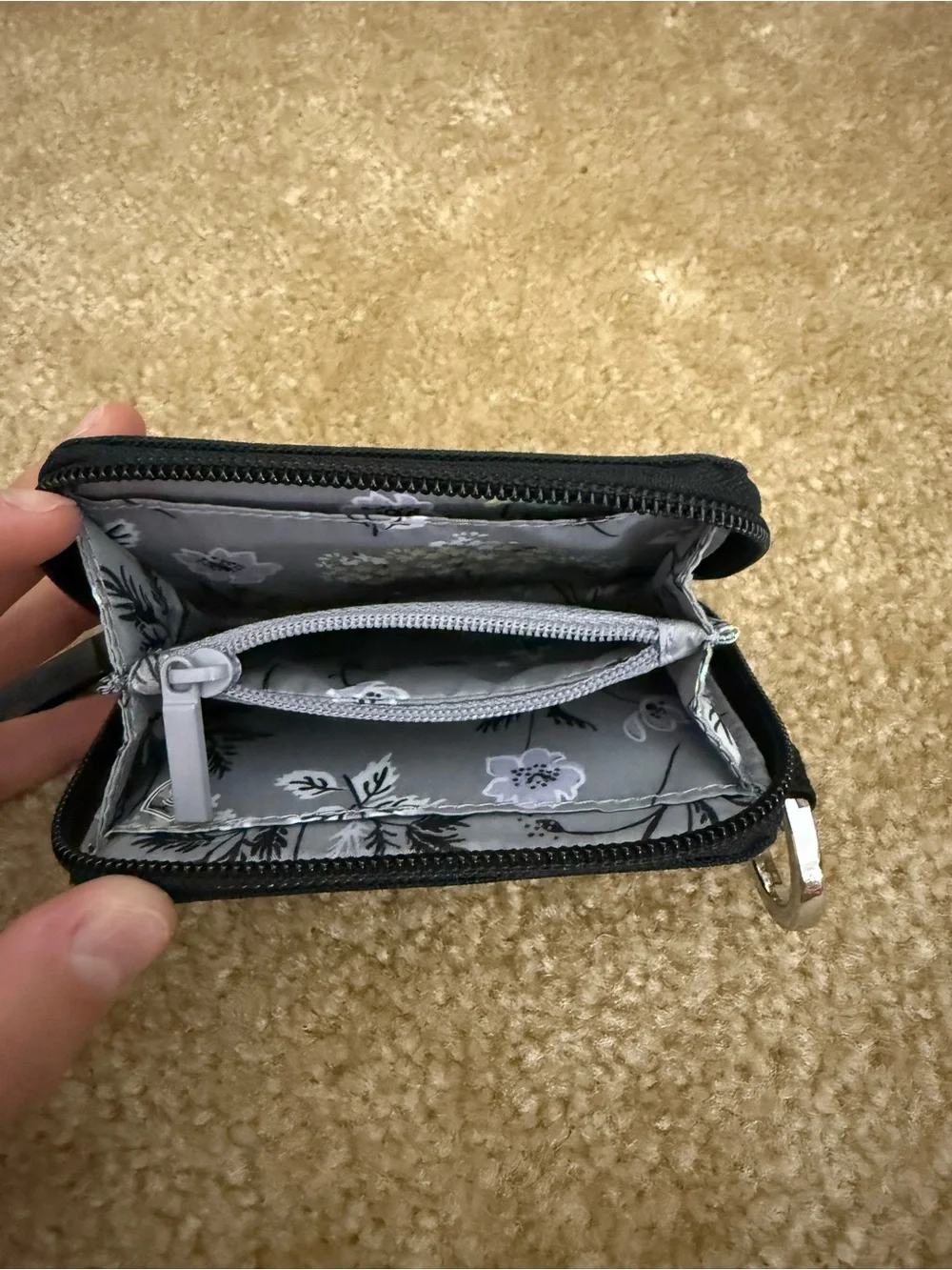 Vera Bradley Black ID Window Card Holder with Key Ring